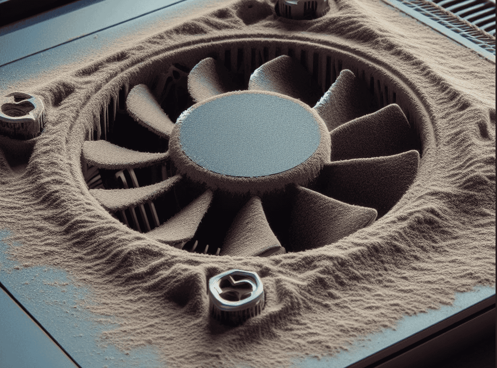 laptop with very dusty fan